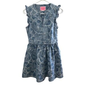 KATE SPADE abstract peony denim dress blue size 0